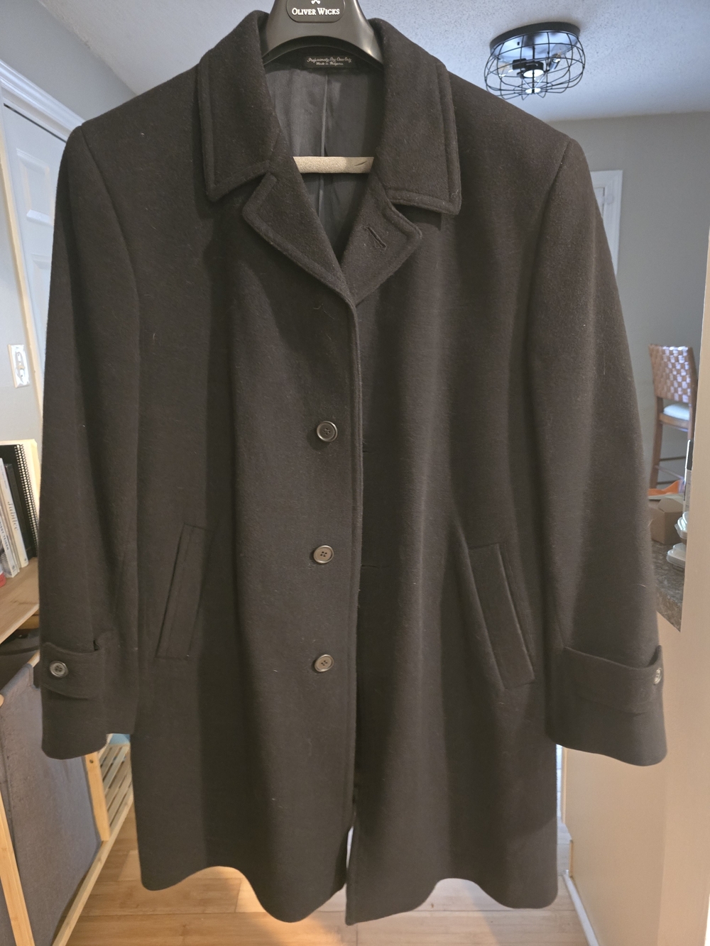 Black Wool Pea Coat - Classic Women's Single-Breasted Jacket